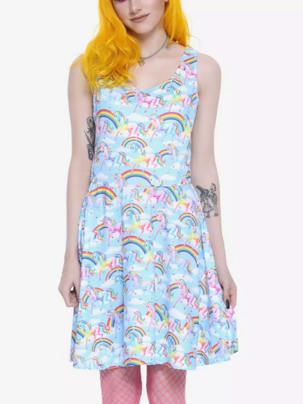 Lisa Frank Unicorn Rainbow Dress XL Fit & Flare 90s Kidcore Y2K Kawaii Magical